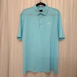Greg Norman Golf Polo Shirt Large Aqua Blue Performance Stretch Country Club